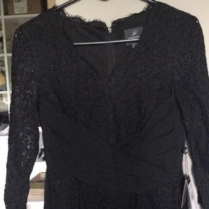 Adrianna Papell Black Lace and Silk wrap dress